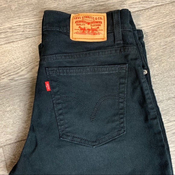 Retro Levi’s Jeans’S 550 mid-rise black wash bootcut fit Sz 29/ 8 rigid cotton - Picture 12 of 13